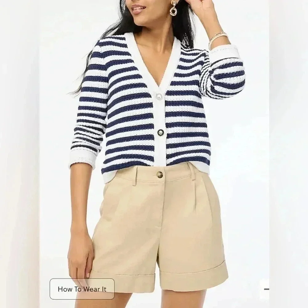 J Crew Shorts Pleated Khaki Chino 4” Inseam NWT Womens Size 16 Cotton - Picture 2 of 11
